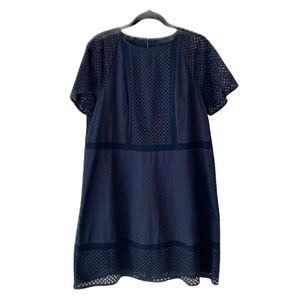 New Ann Taylor Eyelet A Line Dress Navy Blue Night 12